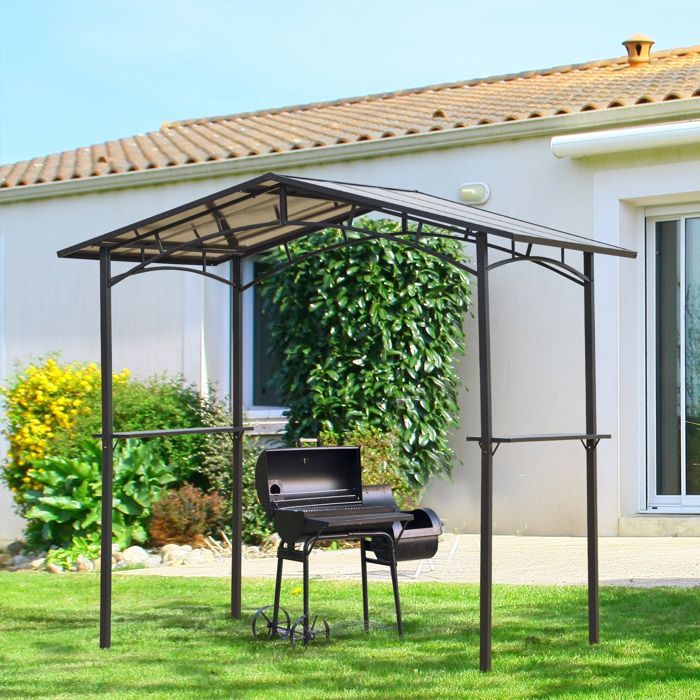Outsunny - Barbecueoverkapping - Metaal - 246x149x230cm - Zwart