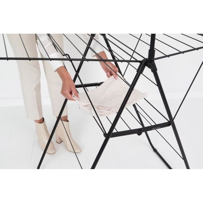 BRABANTIA - HangOn - Stendibiancheria - 25 m - Con asta appendiabiti - Nero opaco