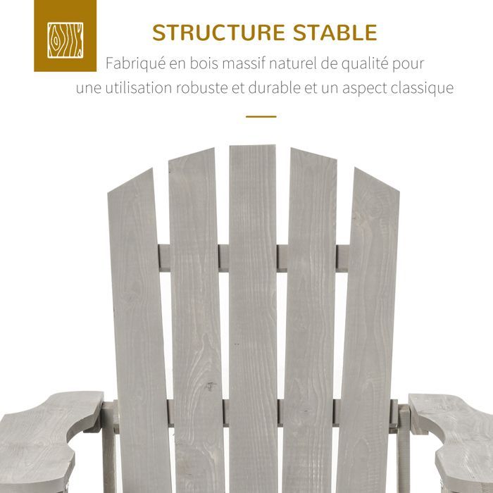 Outsunny - Gartenstuhl - Holz - 78x89x88cm - Grau
