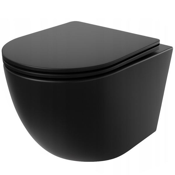 Czarna miska WC rimless duroplast wirowe spłukiwanie