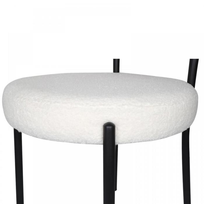MIPAN. Juego de 4 sillas de comedor de terciopelo blanco Teddy - Sillas de cocina con patas de metal y respaldo curvo.
