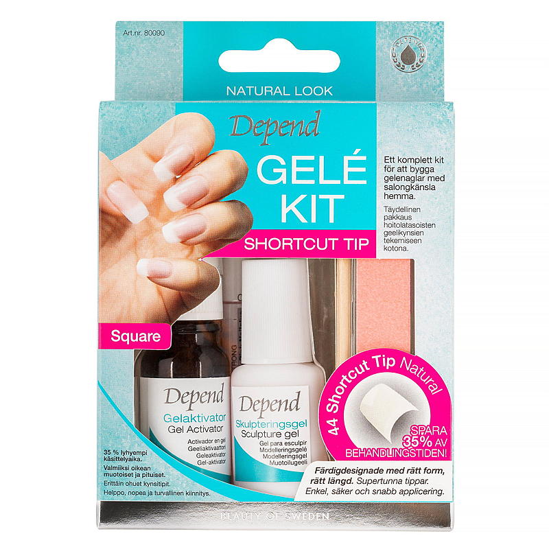 Kit de uñas de gel sueltas Depend estilo francés/natural