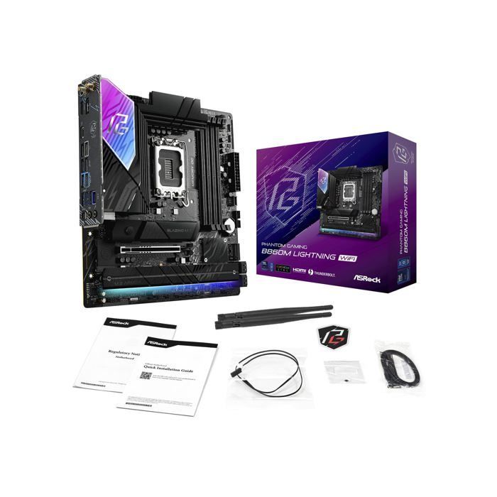 Scheda madre - ASRock - Phantom Gaming B860M Lightning WiFi - Micro ATX - Intel LGA 1851 - 64 GB di RAM
