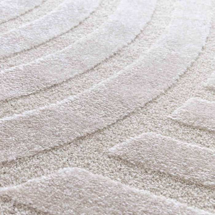 Tapis rectangulaire à poils ras motif contemporain beige 160 x 230 cm - Oviala