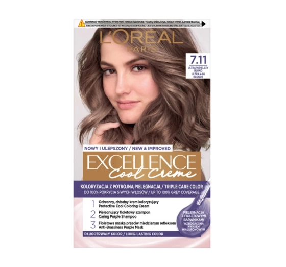 L'Oréal Paris Excellence Cool Creme farba do włosów 7.11 Ultrapopielaty blond