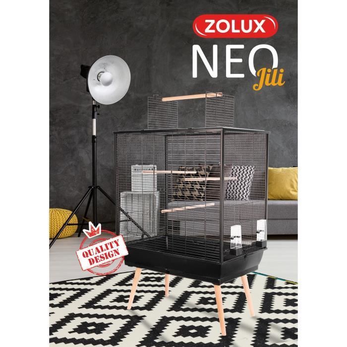 Cage surélevée Néo Jili pour oiseaux - ZOLUX - L 78 x P 47,5 x H 112 cm - 3 perchoirs - 2 abreuvoirs