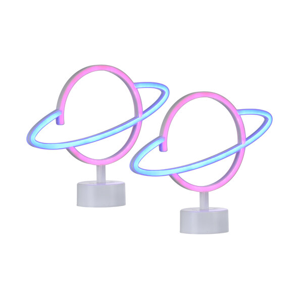 Lampă de masă Saturn LED neon, set de 2