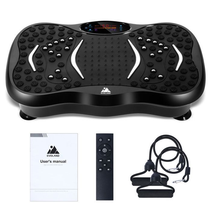 Plateforme Vibrante– EVOLAND - 10 Niveaux - 5 Modes De Programme - Bluetooth Intégré - avec Télécommande - 150 kg Max