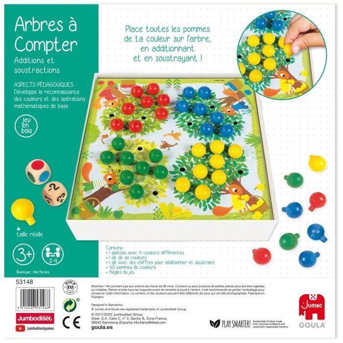 Jeu éducatif - GOULA - Arbres à compter - Pommes en bois et dés