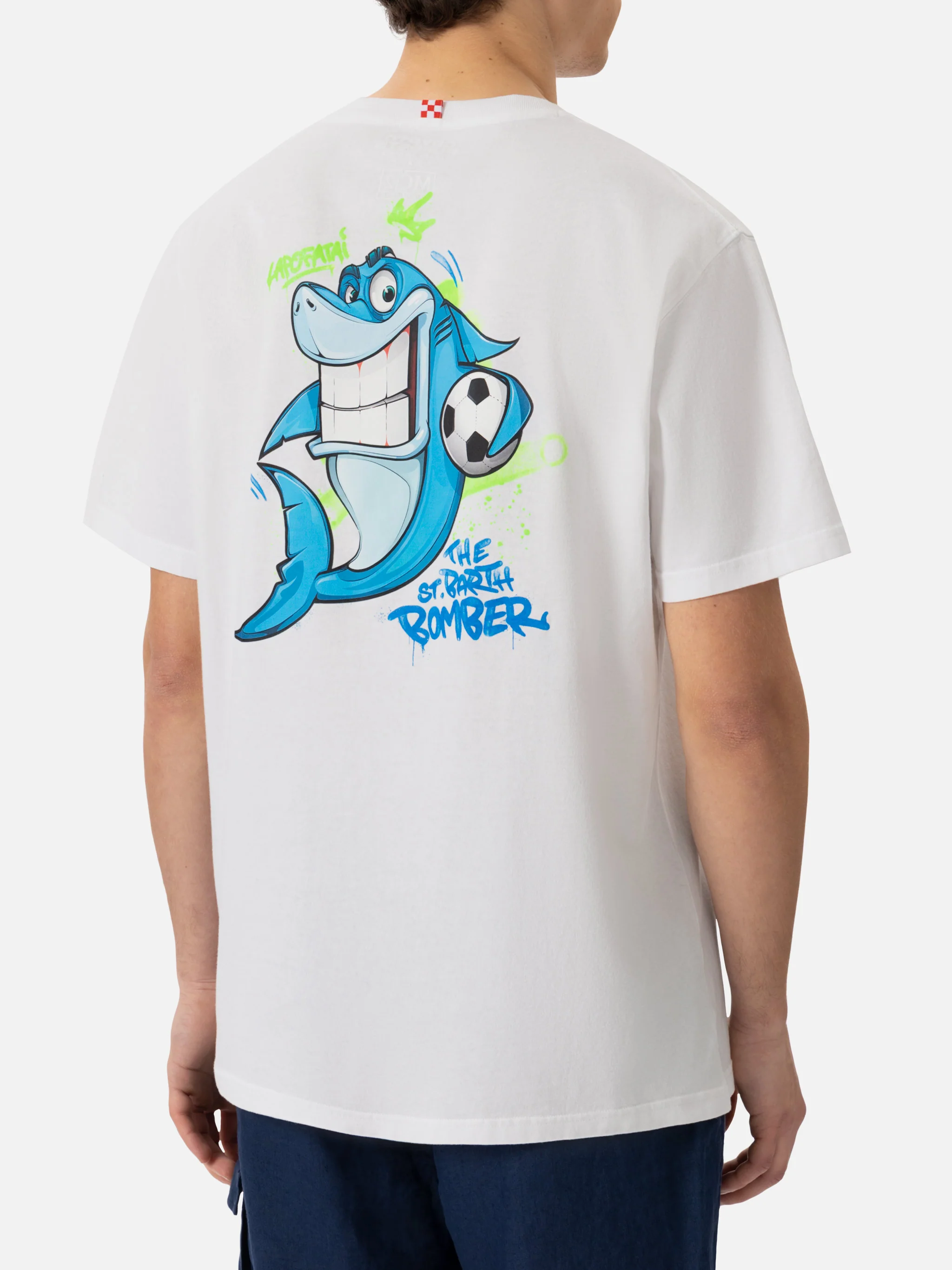 T-shirt Man in cotone con stampa Cryptopuppets Shark Bomber | CRYPTOPU