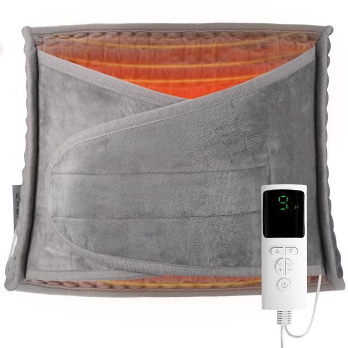 TTLIFE 125×30 cm Lumbar Heating Belt, Electric Heating Pad with 9 Heat Levels & 4 Timers — Grey