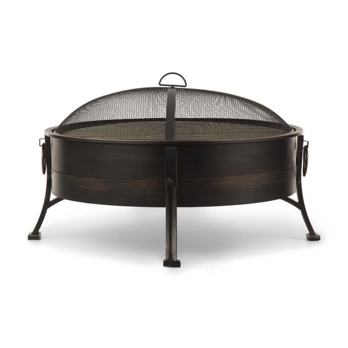 Brasero - Blumfeldt Catania - 2 en 1 Ø 80 cm con parrilla - Brasero para barbacoa - Diseño de acero bruñido