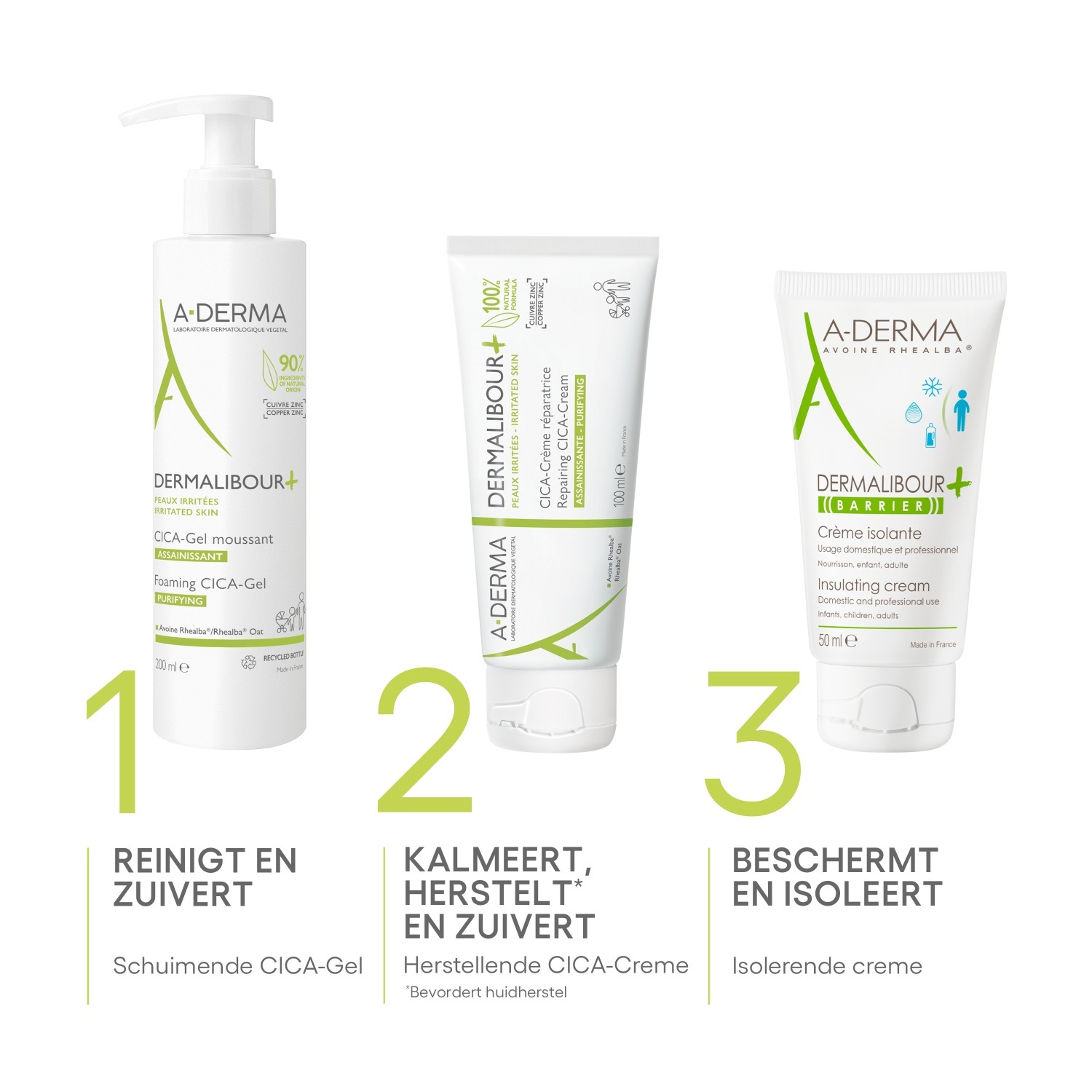 A-DERMA kūno kremas „Dermalibour+“ + atkuriamasis CICA kremas - 50 ml