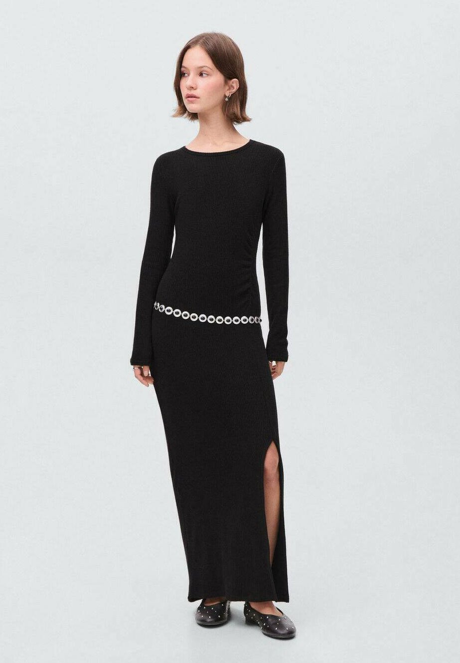 Mango Kids TEEN MET ZIJSPLIT - Maxi-jurk - zwart