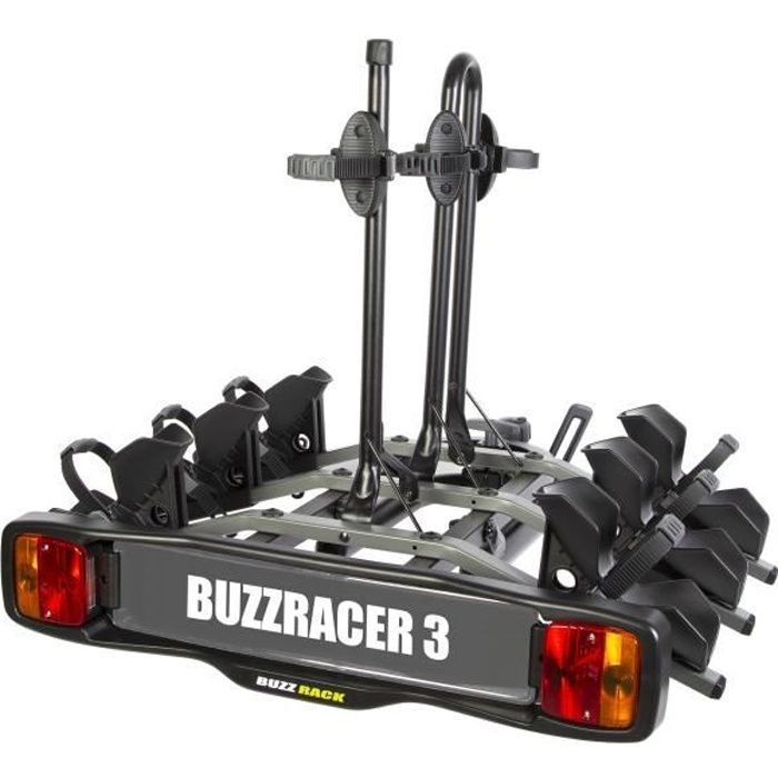 Portabicicletas para enganche de remolque - BUZZRACK - BUZZRACER 3 - 3 bicicletas - Negro - Enganche para bola de remolque