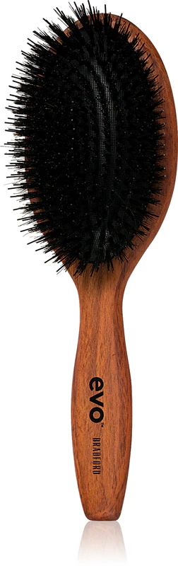 Escova plana EVO Bradford Pin Bristle Dressing Brush com fibras de nylon e cerdas de javali.
