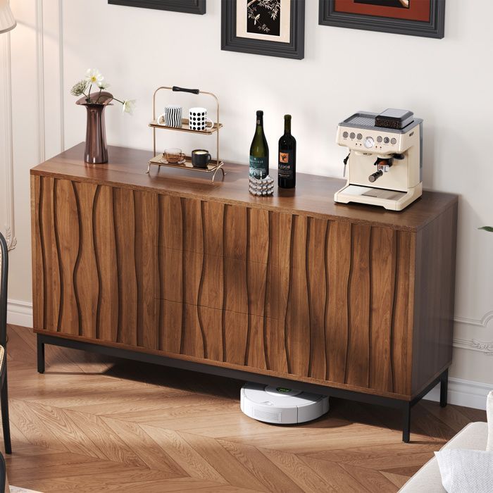 POCKETPOP Buffet avec 3 tiroirs - 2 portes - buffet de cuisine - L/H/P : 150 x 80 x 40 cm - Marron foncé