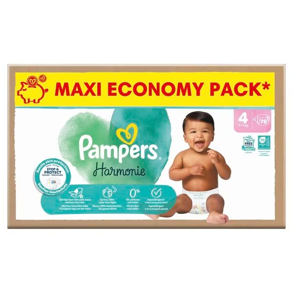 Pampers Harmonie autiņbiksītes, 4. izmērs<br>4. izmērs (9–14 kg), 78 gab.