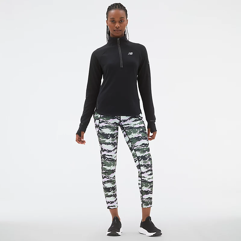 Femme NB Heat Grid félcipzáras melegítőfelső - FEKETE