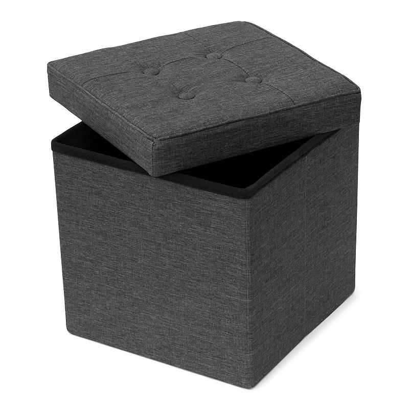 Pouf d'intérieur avec rangement 38x38 cm gris-noir