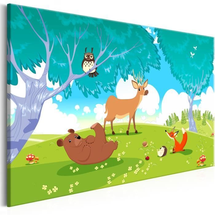 Children's Picture Friendly Animals (1 Piece) Wide 120x80 cm - Decorative Picture