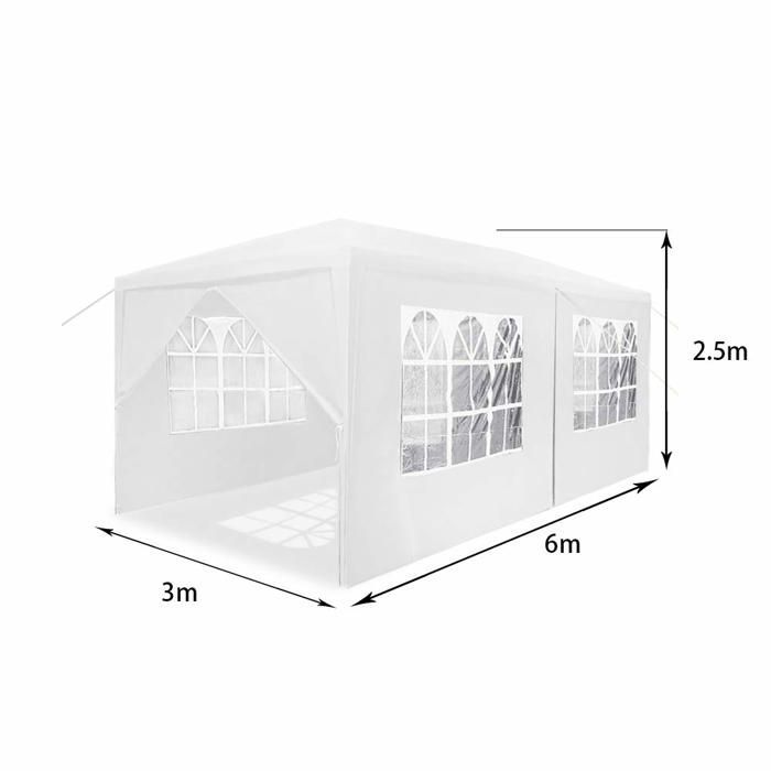 Carpa para fiestas - YUENFONG - 3x6m - Impermeable - Montaje rápido - 6 paneles laterales
