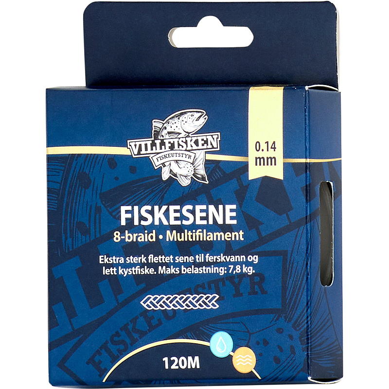 Villfisken Fiskesnøre 8-flet 0,14 mm, 120 m, Villfisken