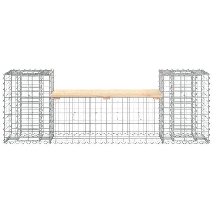 Banco de jardín con diseño de gaviones vidaXL, 183x41x60,5 cm, madera maciza de pino, 834387