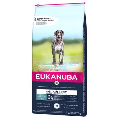 Eukanuba Kornfrit Voksenfoder til Store Raser med Havfisk