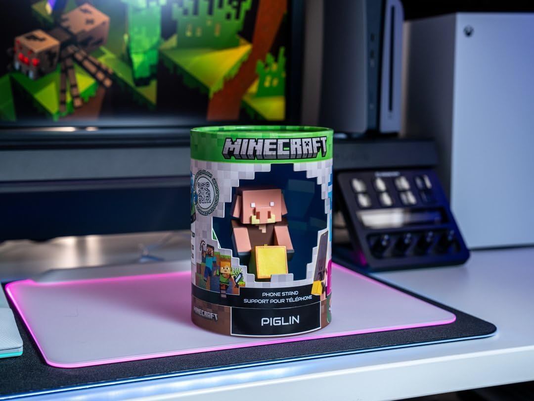 Figurine Minecraft Piglin - EXQUISITE GAMING - Cable Guys - Support écouteurs, smartphone ou petit accessoire - 11 cm