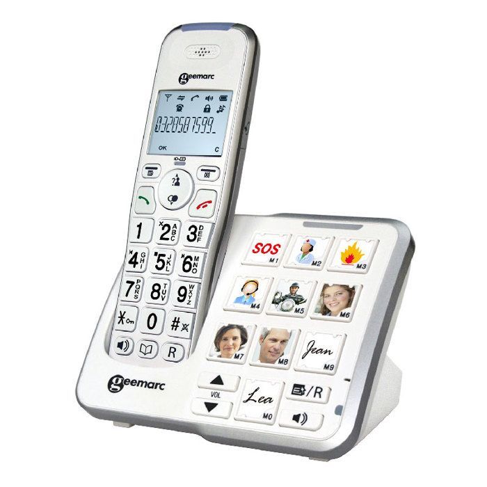Senior-friendly landline phone - AMPLICOMMS - Bigtel 40 Plus - Amplified +40dB - Large buttons - Grey