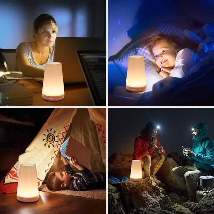 GENOSSEN Veilleuse LED, Lampe de Chevet Colorée, Lampe Nuit Tactile avec 13 Couleurs Changeantes Rechargeable Noël cadeau