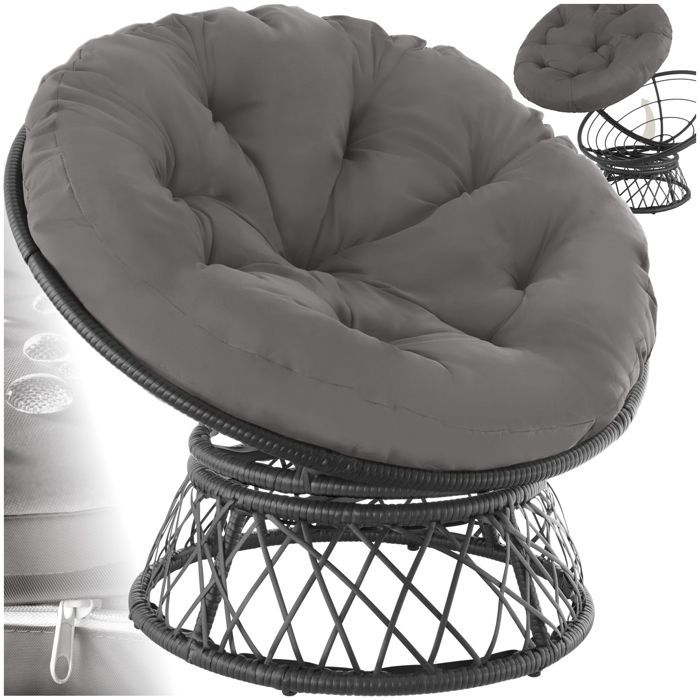 Poltrona da giardino - TECTAKE - GARGANO, seduta relax da esterno in rattan con robusto e comodo cuscino rotondo - Marrone