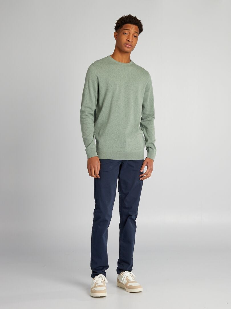 Effen ronde hals trui +1m90 - GROEN