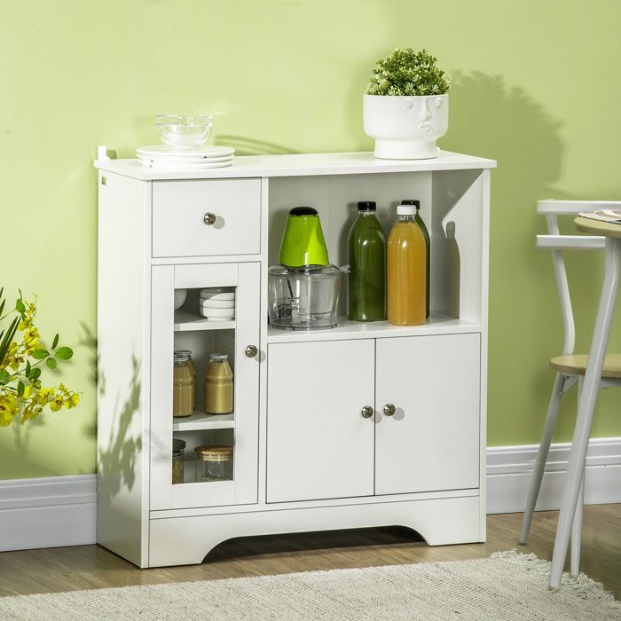 HOMCOM - Aparador de cocina - Tablero de partículas - 80x30x82cm - Blanco