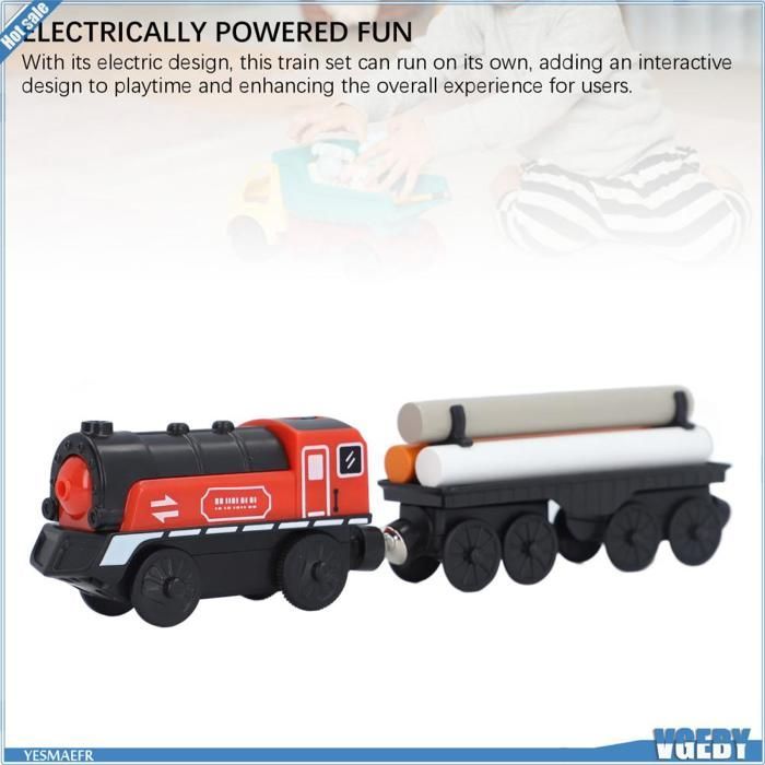 Tren eléctrico Ashata, tren eléctrico de madera a pilas, construcción creativa de vías, juego de juguetes ideal.