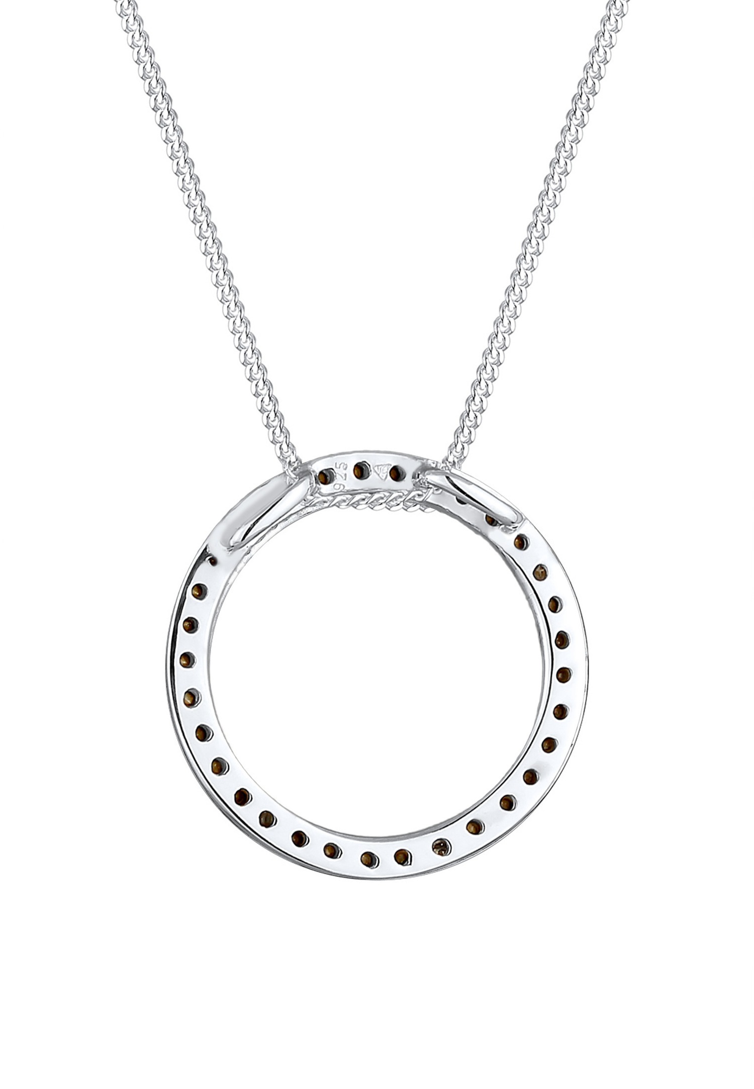 Elli Femmes Cercle Pendentif Classique avec Cristaux en Argent Sterling 925