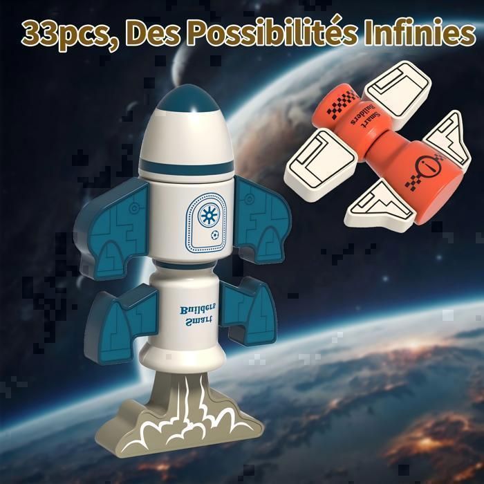 jeux de construction pour enfants-Jeu de construction magnétique-Jouet éducatif  33 pièc-Jouets à empileres-Cadeau enfant 3-8 ans