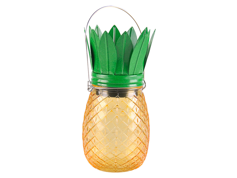 Lampa solarna Ananas szklana pomarańczowo-zielona