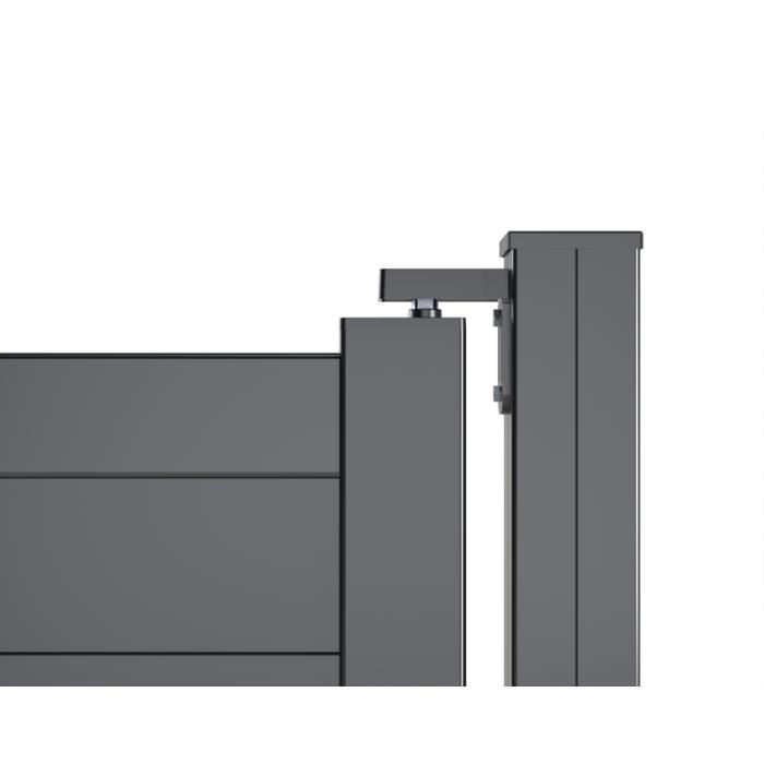 Portillon Aluminium Plein - Largeur 1m50 - Hauteur 1m60 – Gris anthracite - Prêt à poser