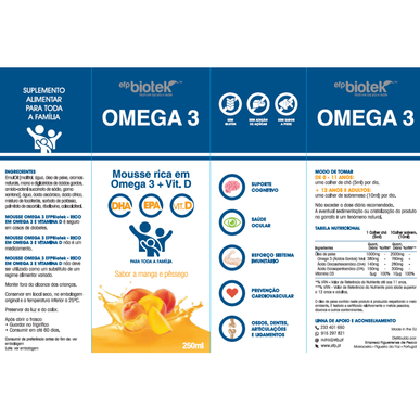 EFPBiotek Omega 3 pěna, příchuť manga a broskve, 250 ml