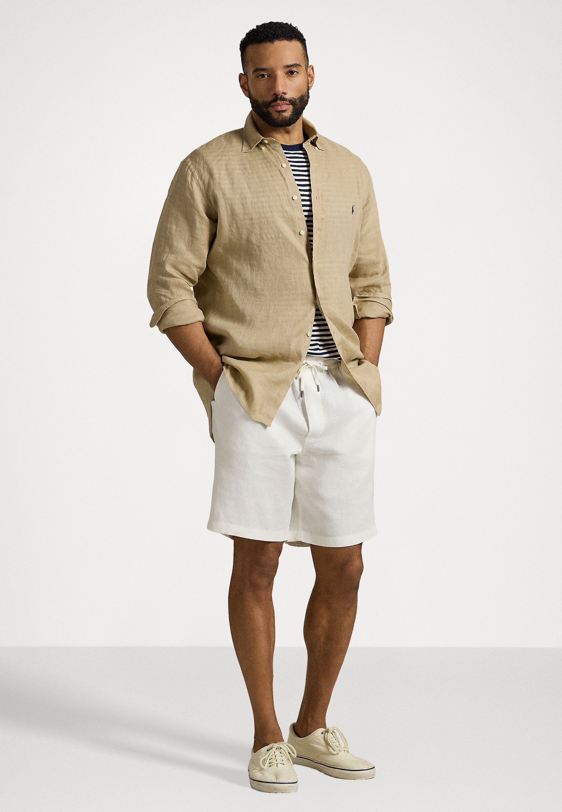 Polo Ralph Lauren linnen overhemd voor grote maten - Overhemd - kustbeige