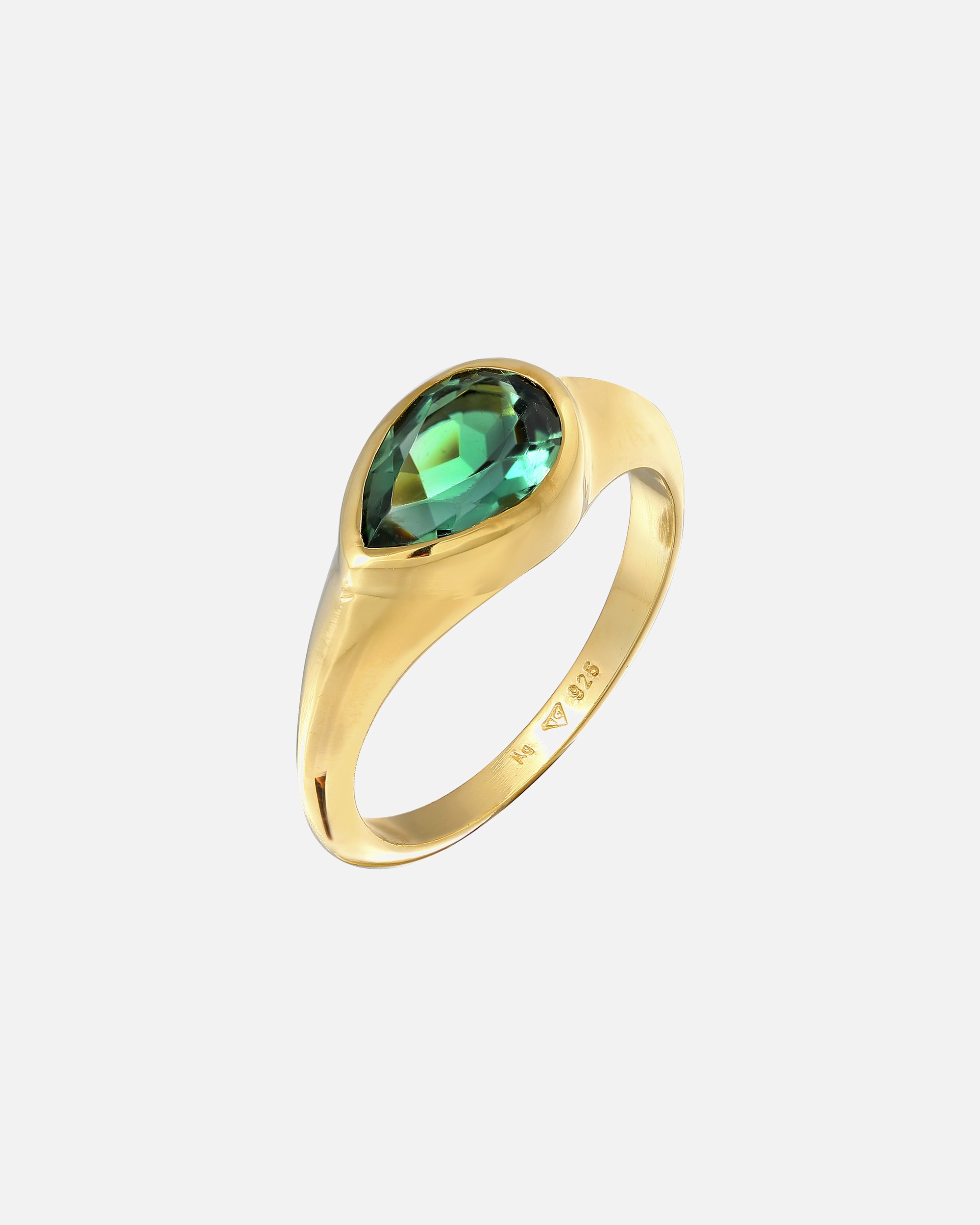 Elli PREMIUM Elli PREMIUM Bague Femmes Sceau Tendance avec pierre précieuse en argent sterling 925 plaqué or