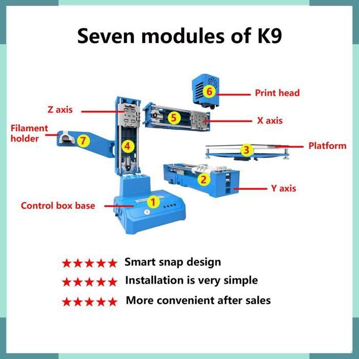 KEENSO EasyThreed 3D Printer for Kids, 100x100x100mm Print Size, Easy Installation, Computer Printer