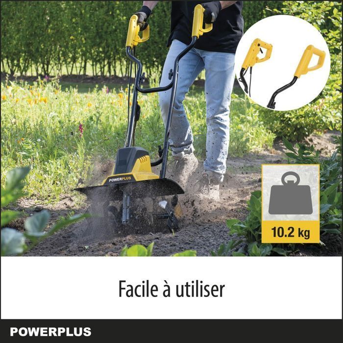 Powerplus elektrische grondfrees POWXG72010 - 1500 W, 6 messen, 220 mm werkdiepte en 450 mm breedte
