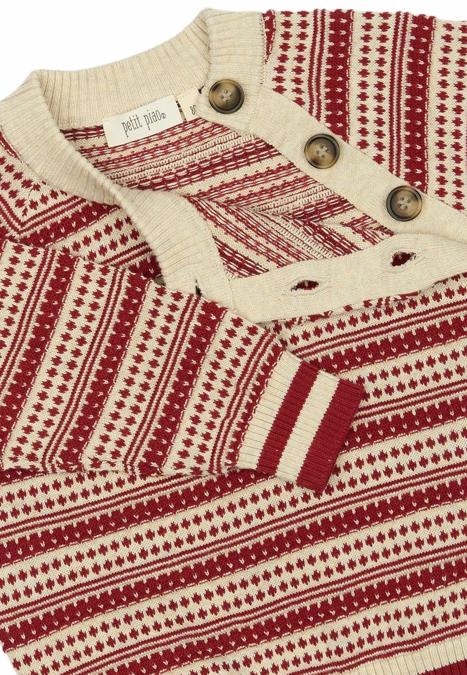 Petit Piao DIRCH NORDIC - Pull - blanc cassé foncé rouge cycliste