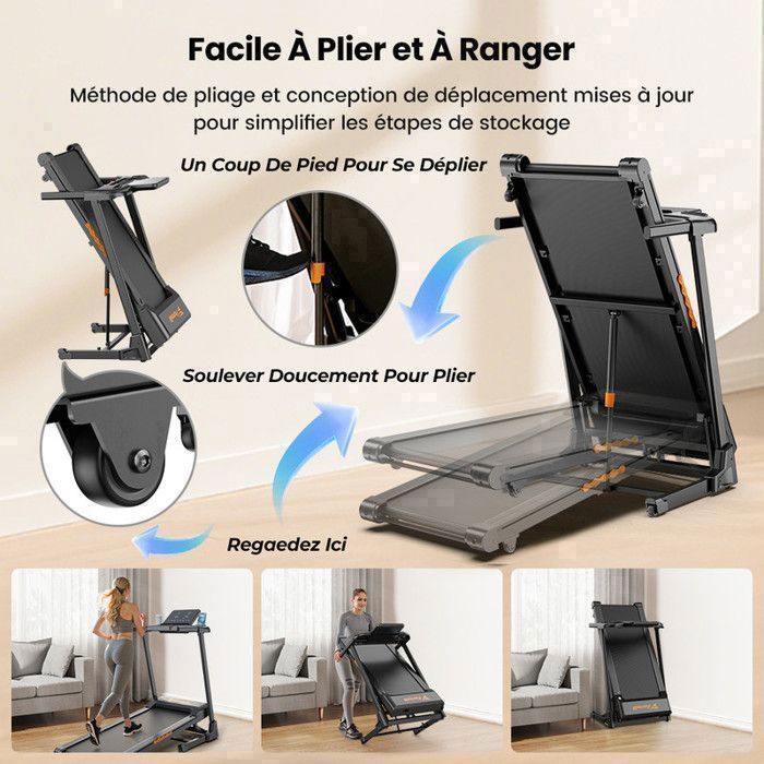 FORMILL Tapis de Course Pliable FT61 - 3.0 HP, Inclinaison 0–15%, 12 programmes, Vitesse 1–14 km/h