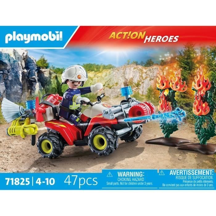 PLAYMOBIL 71825 Brandweerman met quad en brandende struiken