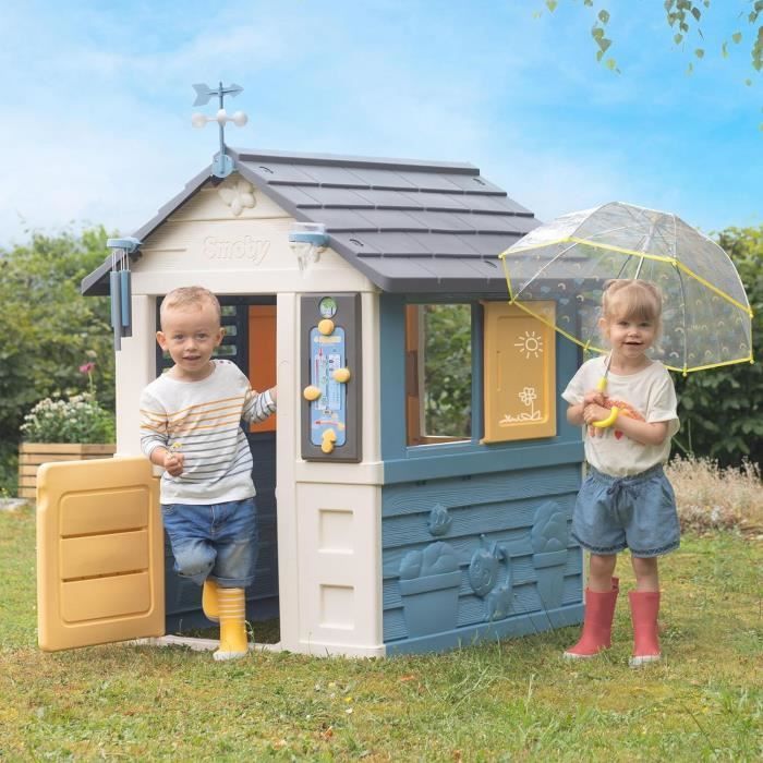 Smoby 4 Jahreszeiten Kinderspielhaus – Lernspielhaus – Lustige Aktivitäten rund ums Wetter – Hergestellt in Frankreich