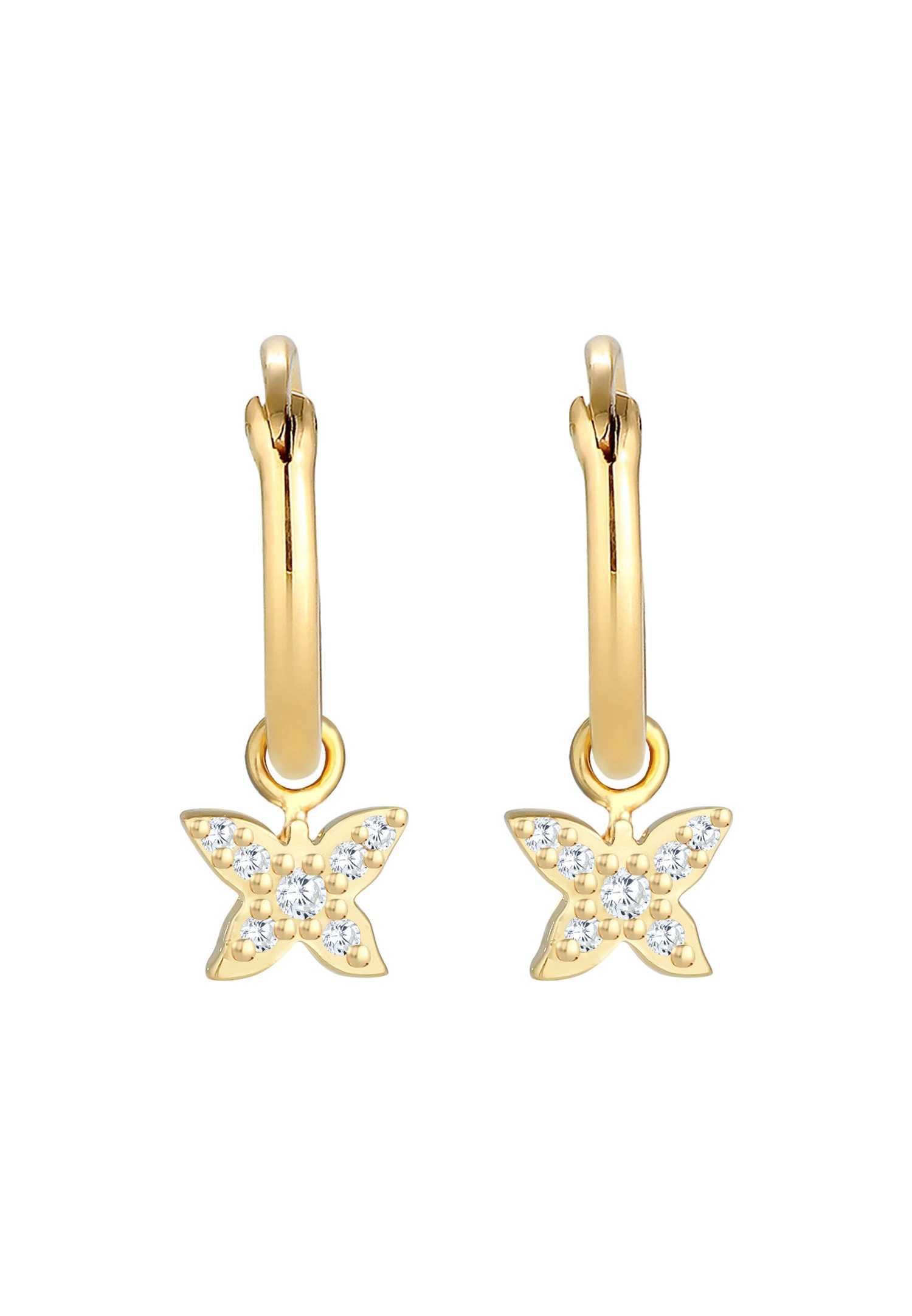 Elli Pendentif papillon créole tendance été avec cristaux de zirconium en argent sterling 925 pour femme